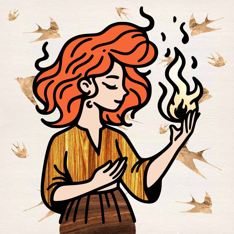 woman with fire