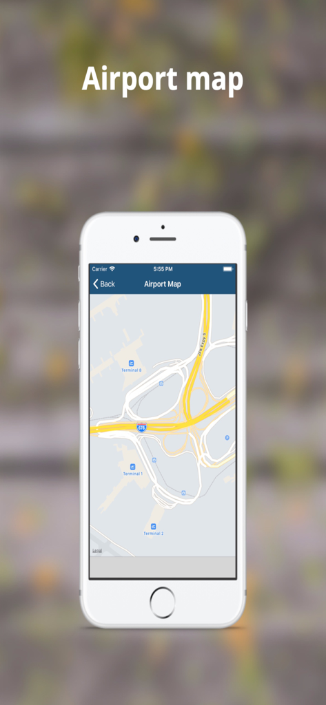 JFK Flughafen Terminalplan, der die Terminals 1, 2 und 8 in der mobilen App zeigt