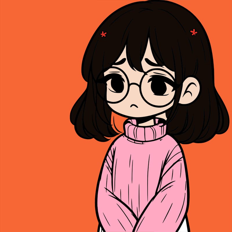 sad girl with glasses in a sweater