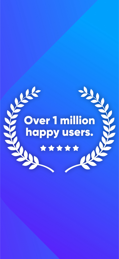 VideoEasy app milestone showing over one million happy users and a five star rating