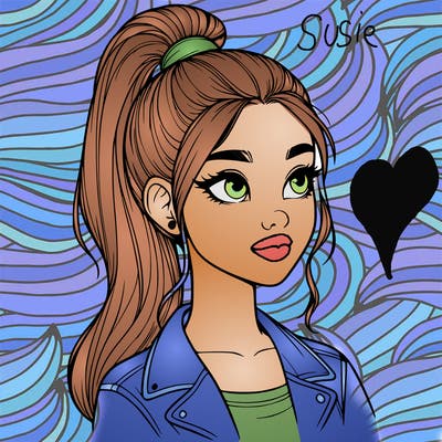 realistic girl with a high ponytail