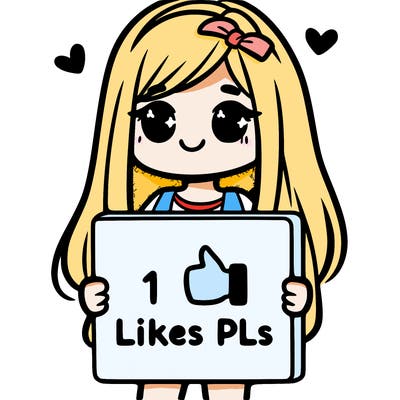 girl holding a sign saying 10 likes pls