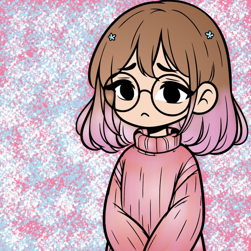 sad girl with glasses in a sweater