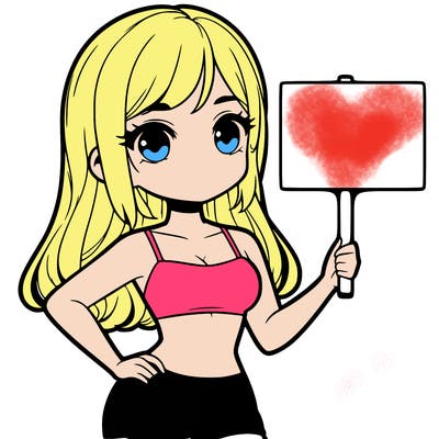 girl in a cute crop top holding a blank sign