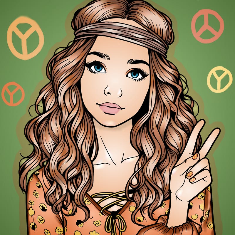 realistc girl 70s hippie