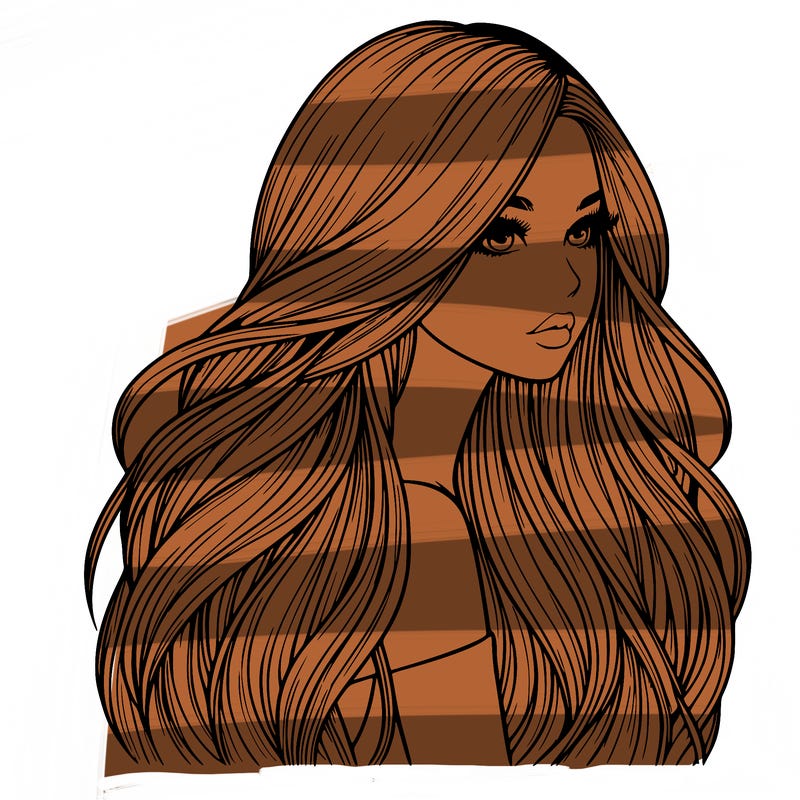 realistic girl with long realistic hair