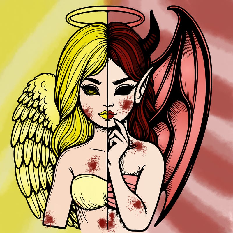 realistic angel half demon