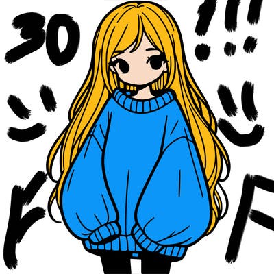 girl with long hair and is wearing an oversized sweater