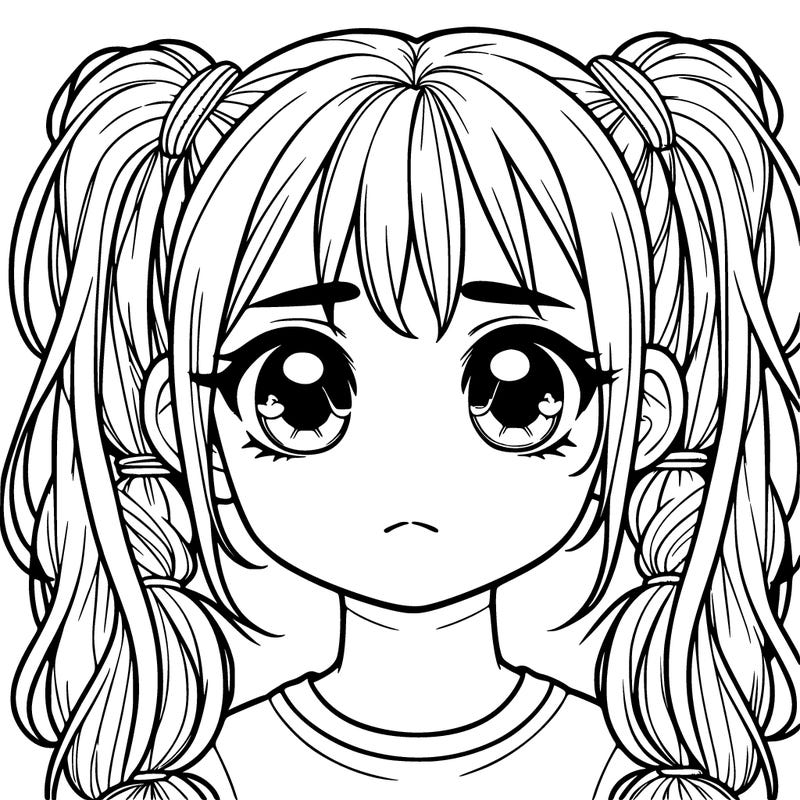 realistic girl with pigtails