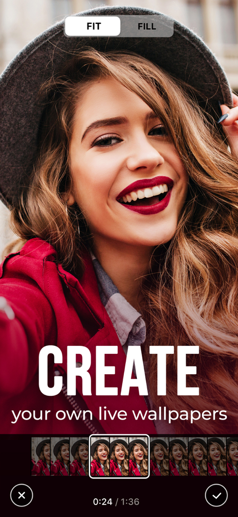 ビデオがロック画面の壁紙に変換されている様子を示すライブ壁紙メーカーツールのユーザーインターフェース