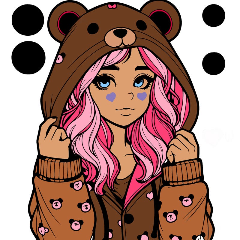 realistic girl in a animal pjs hoodie