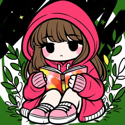 girl in oversized hoodie reading a book