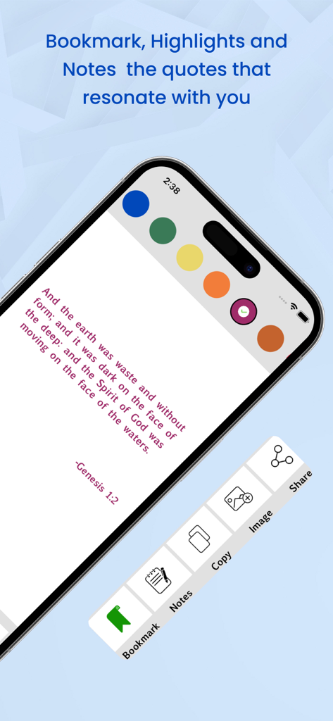 Interface of the Easy-To-Read Bible app showing highlighting and note-taking features.