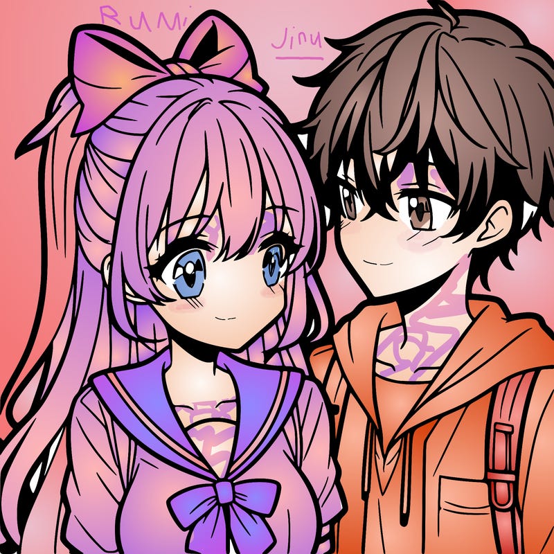 anime girl and a boy in love