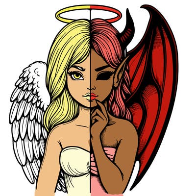 realistic angel half demon