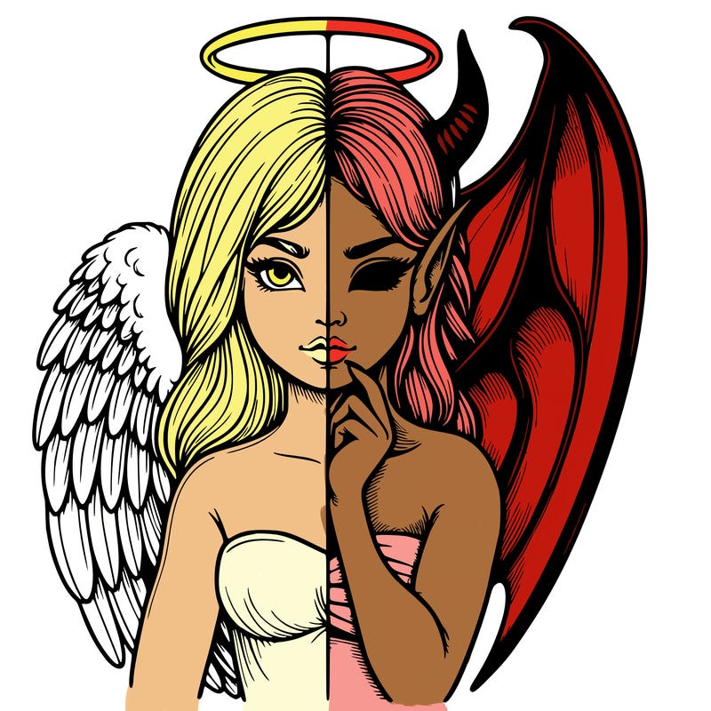 realistic angel half demon