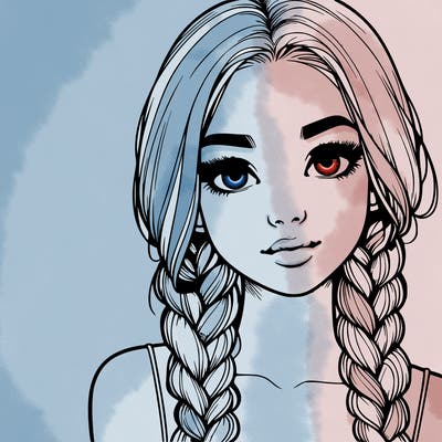 realistic girl with braids