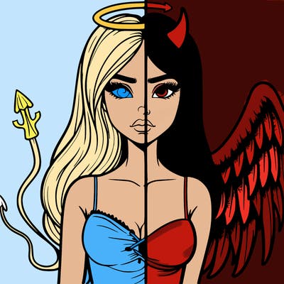 devil vs angel realistic girl