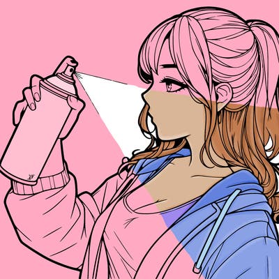 a realistic girl spray, painting