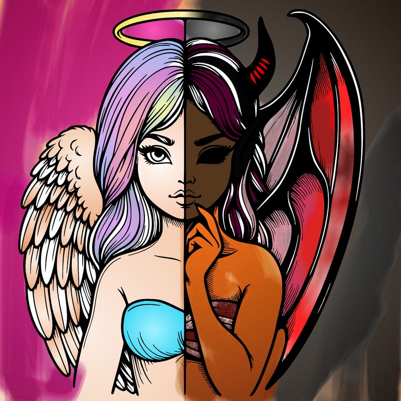 realistic angel half demon