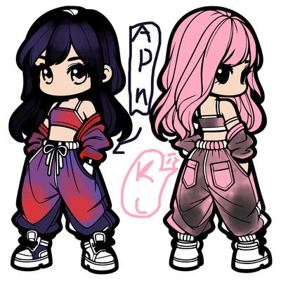 girl in crop top and baggy pants