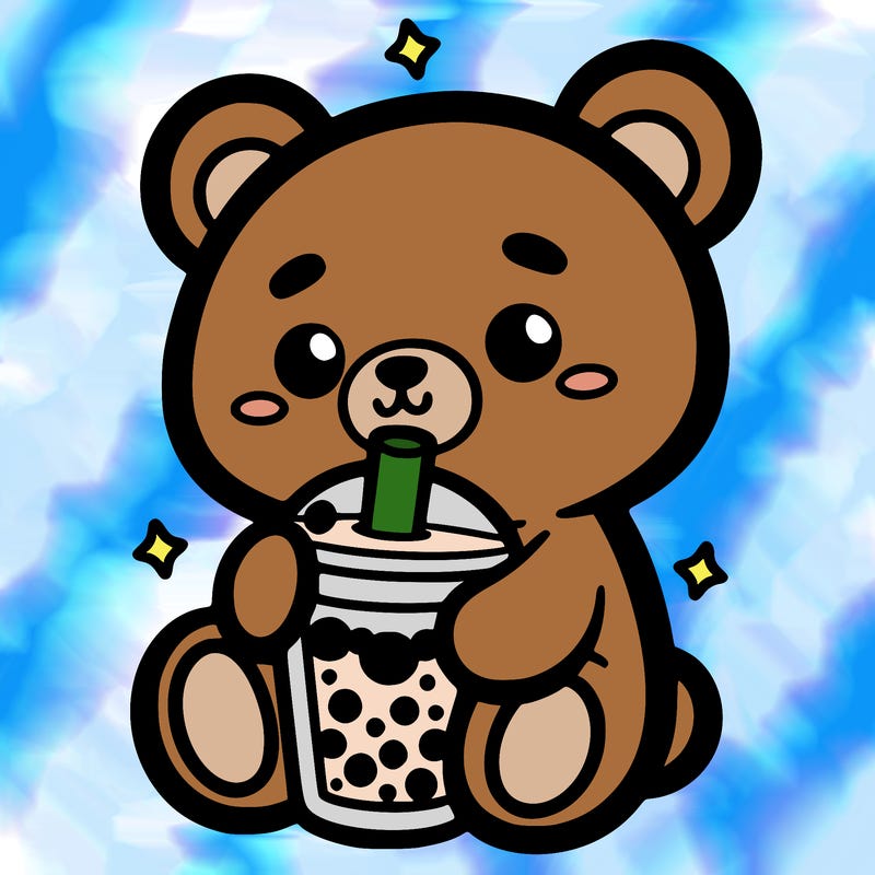 winnie the pooh drinking boba