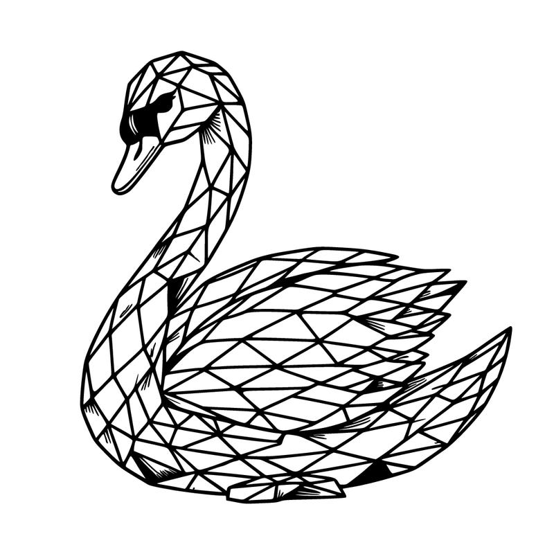 a realistic swan made in diamond shapes