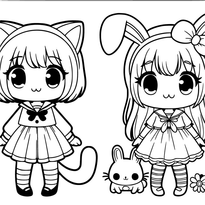 cat girl and bunny girl