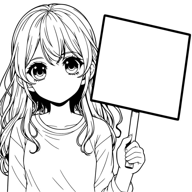 realistic girl holding up a sign