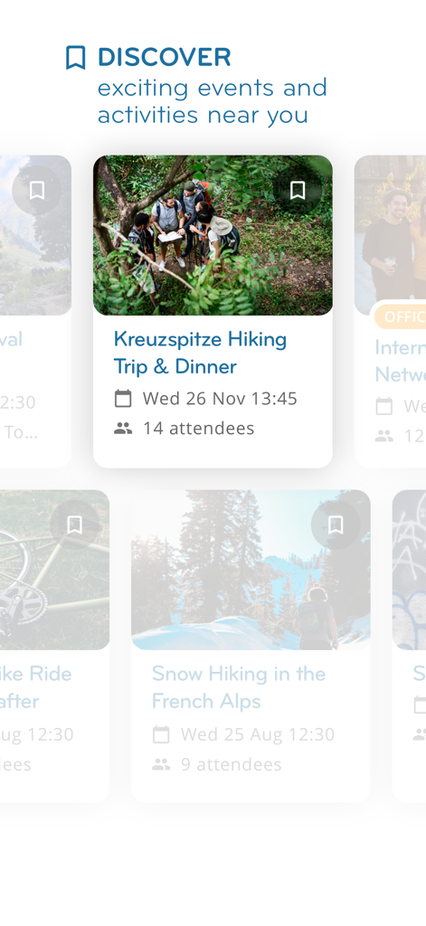 InterNations - Der Entdecken-Bereich der InterNations-App mit kuratierten Events und Aktivitäten für Expats
