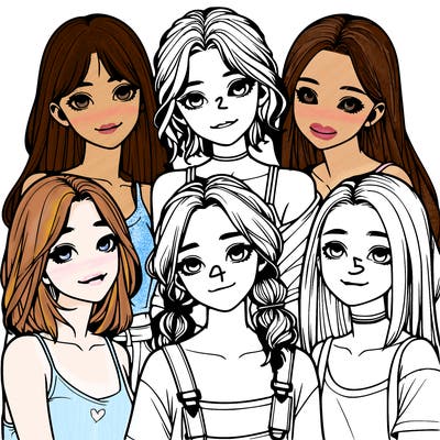 a group of girls realistic