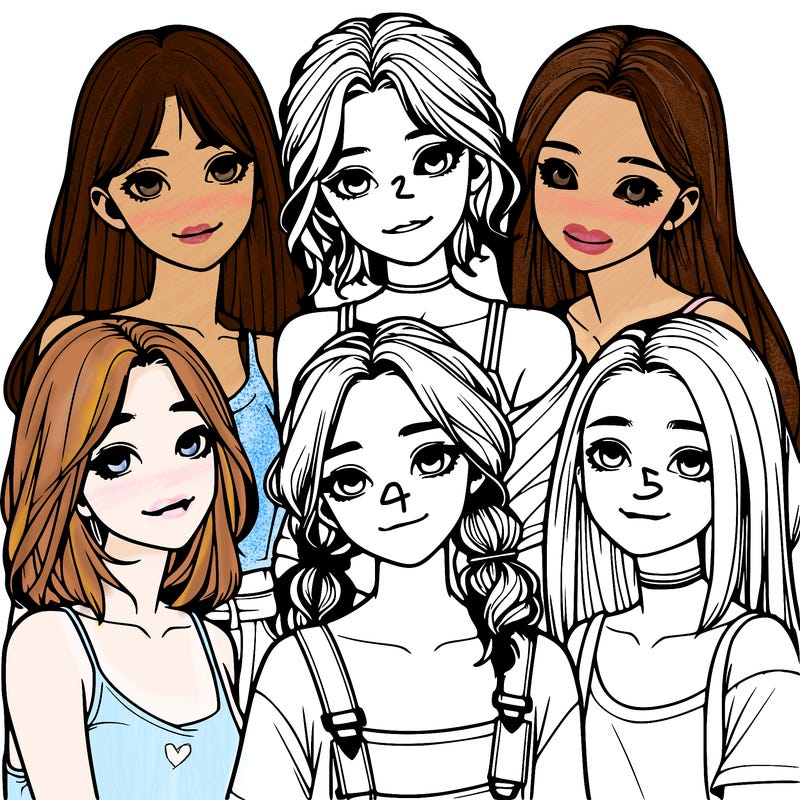 a group of girls realistic