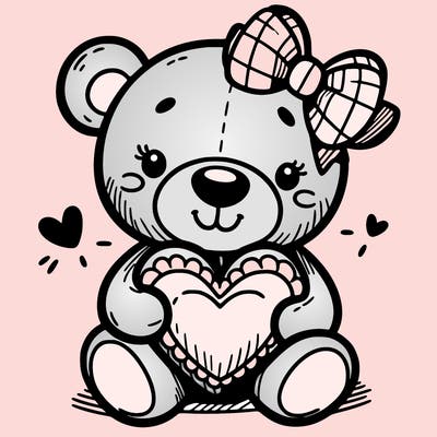 teddy bear hugging a heart