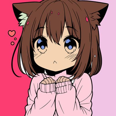shy anime catgirl