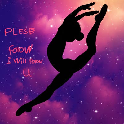 gymnast doing a leap in a leotard with a bent back leg