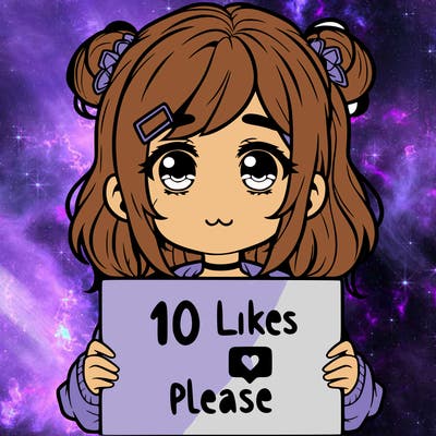 a girl with a sign saying 10 likes please