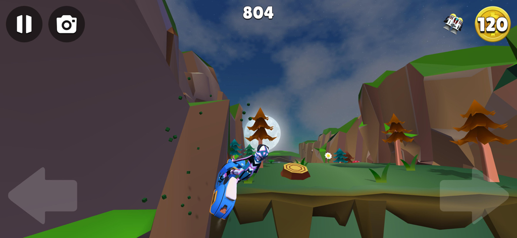 Faily Brakes Roadtrip - A character riding a blue motorbike through a hilly landscape in Faily Brakes Roadtrip