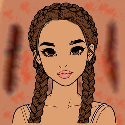 realistic girl with braids