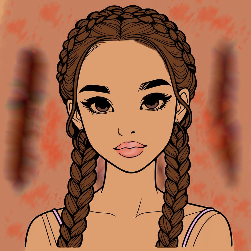 realistic girl with braids