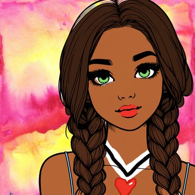 realistic girl with braids