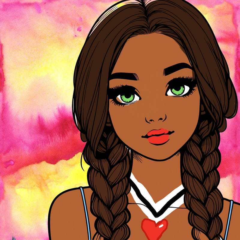 realistic girl with braids