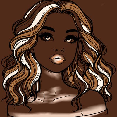 realistic girl with wavy hair and lips