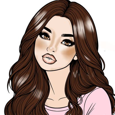 realistic girl with hair on her hair and lips