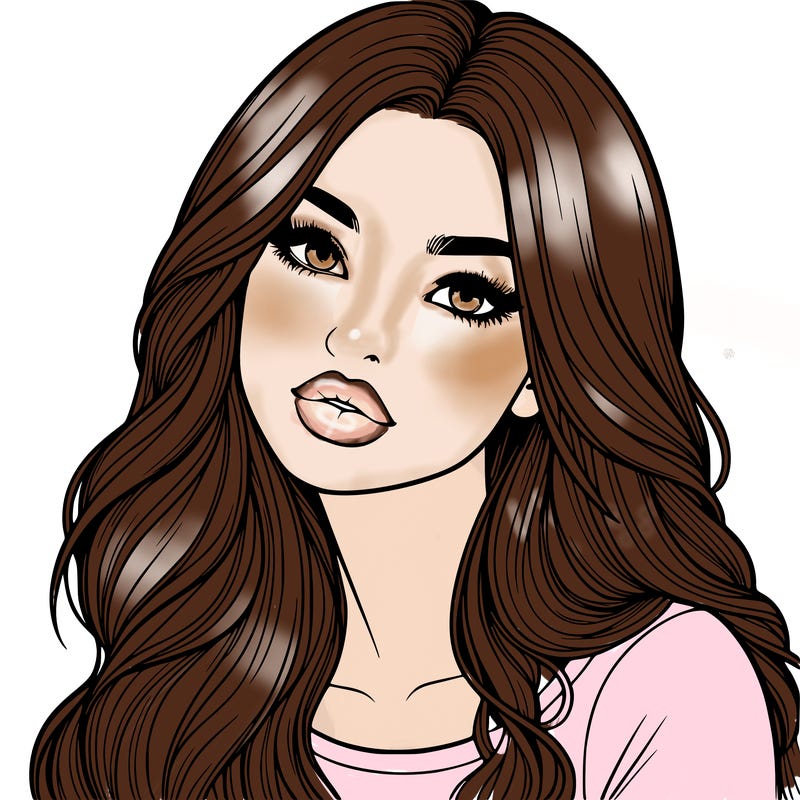 realistic girl with hair on her hair and lips