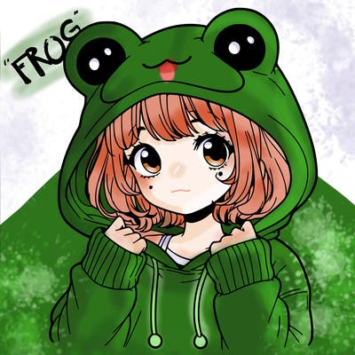 a cute teenage girl wearing a frog hoodie