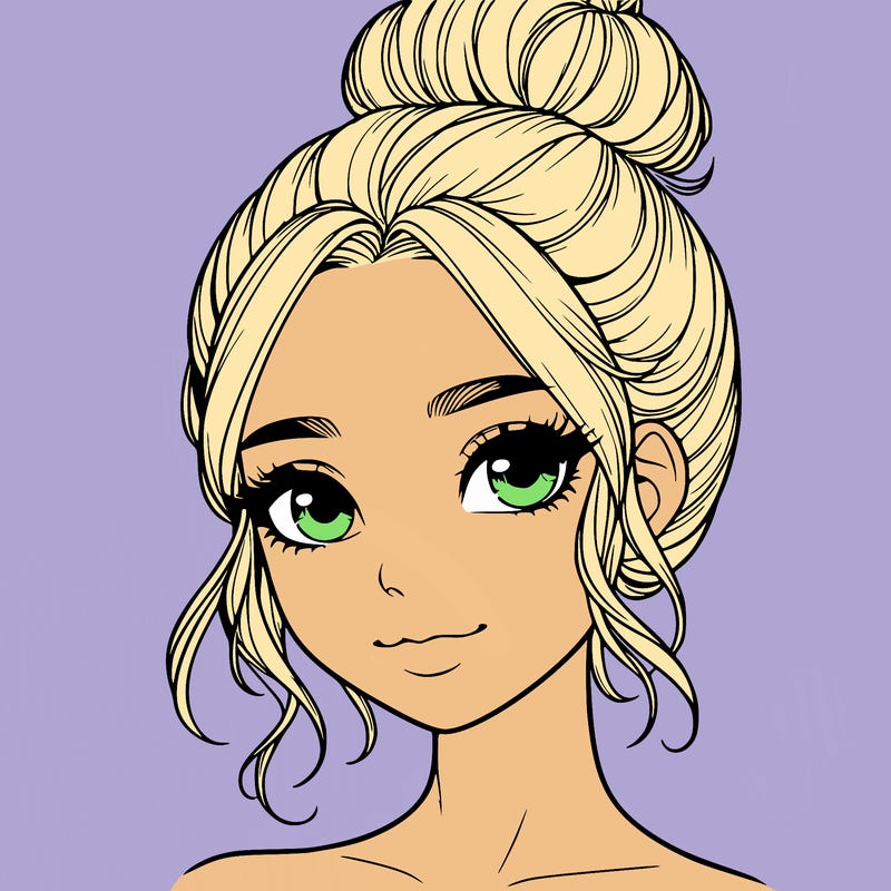 realistic pretty girl with hair in bun