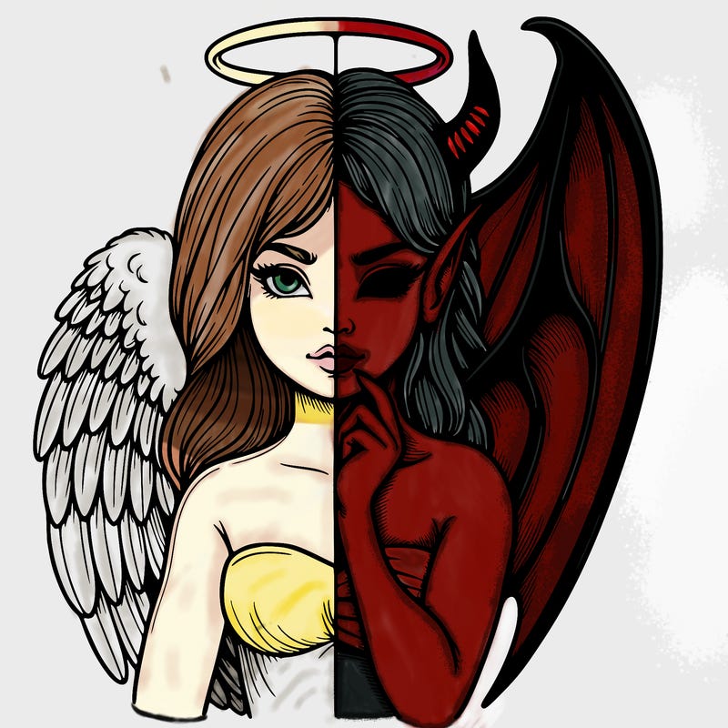 realistic angel half demon