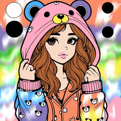 realistic girl in a animal pjs hoodie