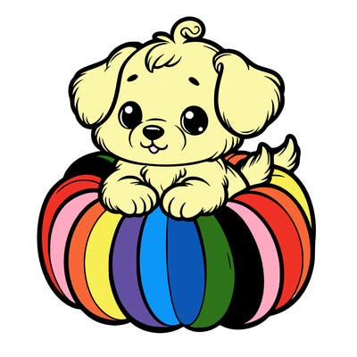 cute little puppy in a pumpkin