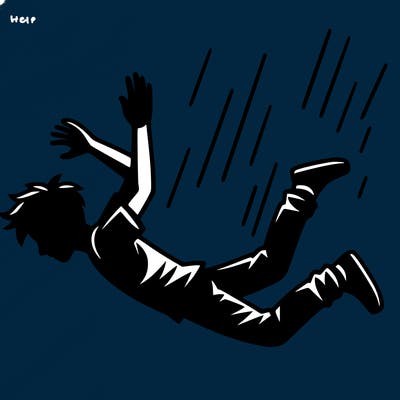 a silhouette of someone falling